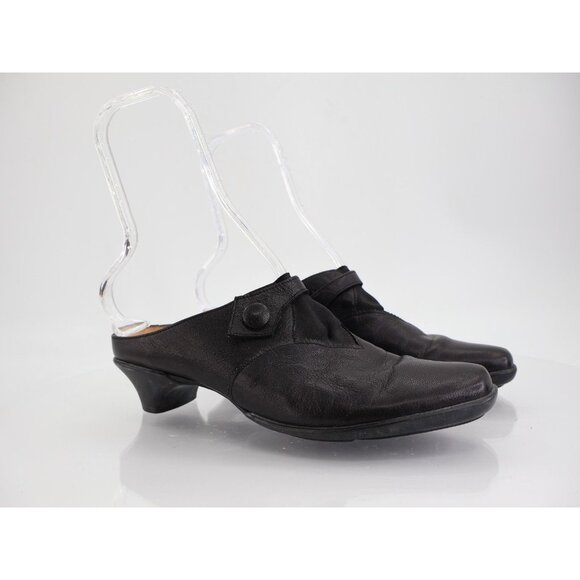 Think! Black Leather Mules Comfort Slip On Clog Shoe Womens 40 9 Comfort - Picture 2 of 12